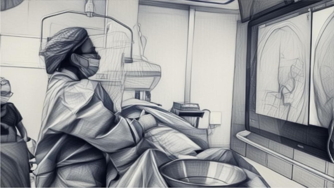 Surgeon in operating room looking at scans