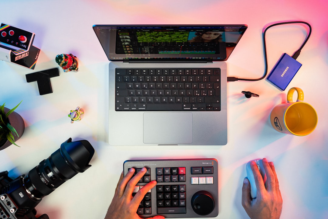 Filmmaker at working with MacBook Pro 14 M1 on Davinci Resolve